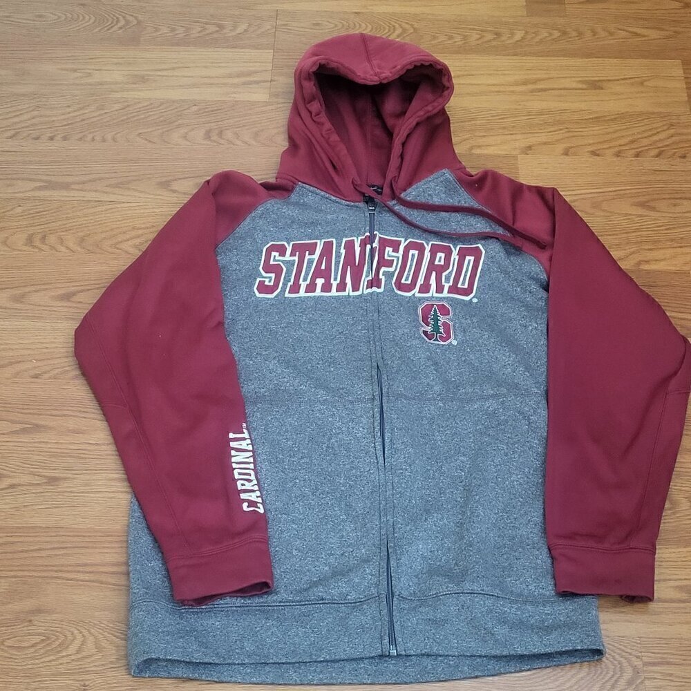 Champion Stanford Cardinal Men’s Medium Gray Red Sewn Jacket Full Zip Hoodie